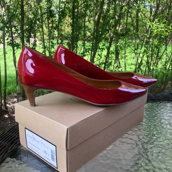 Cole Haan Polished Tango Red Paten Air Juliana Pumps - Picture 3 of 9